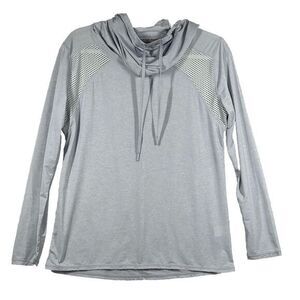 ZELLA Women Small Gray Lightweight Performance Hoodie Stretch Flip Cuff Pullover